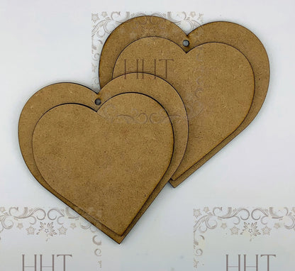 Handcrafted Shabby Chic Valentine Roses Heart Ornament, Decoupage MDF Love Heart Ornaments Set, Gift Heart Decoupage Handmade by Pamela