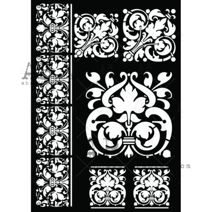 AB Studio Laser Cut Stencil ID-381, 20x20 cm, Vintage, Ornaments, Squares AB Studio