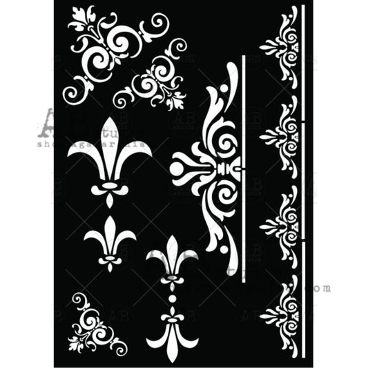 AB Studio Laser Cut Stencil ID-364, 20x20 cm, Vintage, Decor, Trims