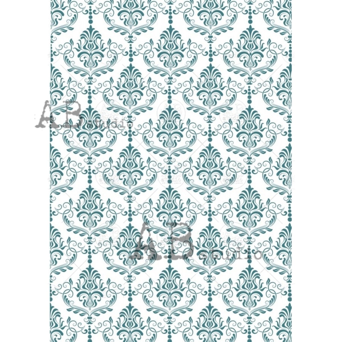 AB Studio Shabby Chic, Vintage, Blue, Wallpaper, #1161, A4 - 8.27 X 11.69 inches Rice Paper for Decoupage Imported from Poland