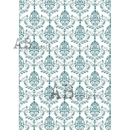 AB Studio Shabby Chic, Vintage, Blue, Wallpaper, #1161, A4 - 8.27 X 11.69 inches Rice Paper for Decoupage Imported from Poland AB Studio