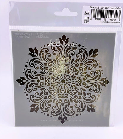 AB Studio Laser Cut Stencil ID-317, 15x15 cm, Wersal, Mandala AB Studio