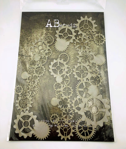 AB Studio Laser Cut HDF Chipboard 1/16" thick mixed media ID-306, Gears Garland, Scrapbooking, Card making 5-piece set AB Studio