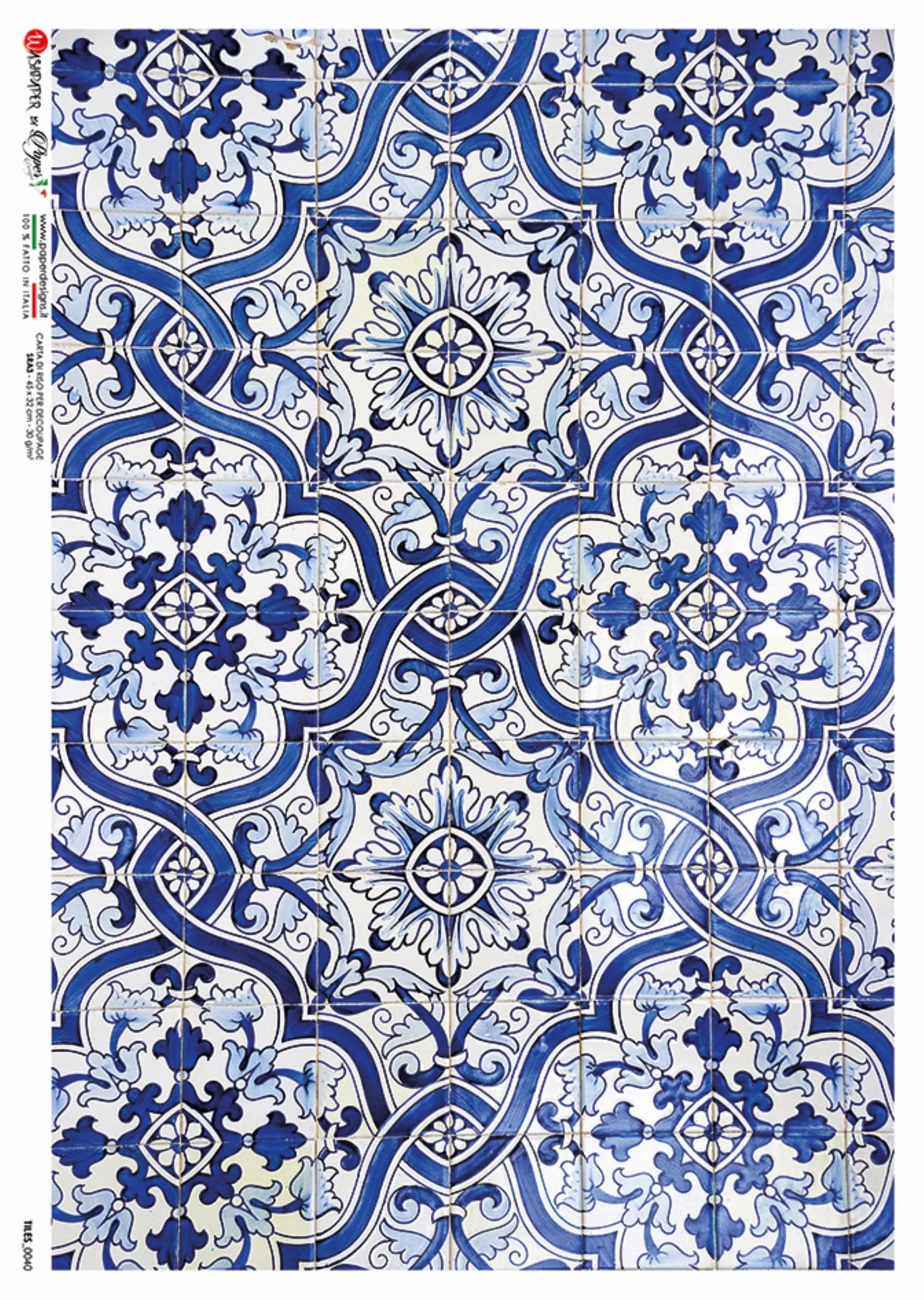 Blue Rice Tiles Paper Designs. Tiles, Blue, White, Rice Paper for Decoupage, Mixed ...