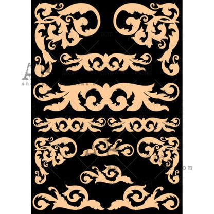 AB Studio Laser Cut Chipboard 1/16" thick, Mixed media A4 ID-282, Flourishes, Trims, 12-piece set, varying sizes AB Studio
