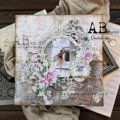 AB Studio Laser Cut Chipboard 1/16" thick, Mixed media, Round, Vintage Frames, ID-50, 2 piece, 21x20 cm AB Studio