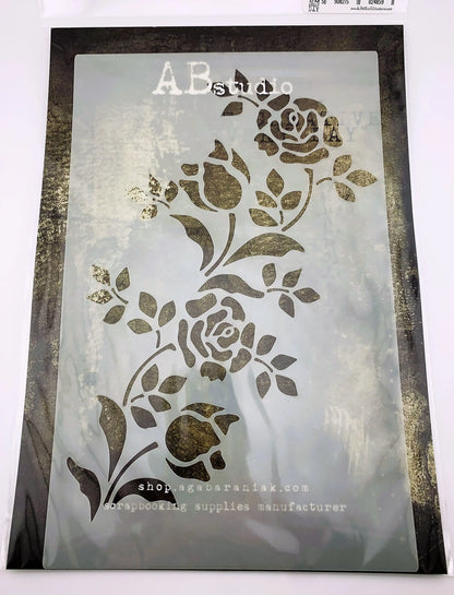 AB Studio Laser Cut Stencil ID-328 Roses 7 x 10 inches, 18cm x 25cm AB Studio