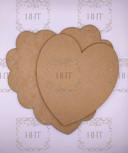 Laser Cut MDF, Large, Heart, Plaque, Panel, Scalloped Edge, Overlay, Blank, Base, Craft, 2 pc, Decoupage, Mixed Media, 10 x 10 Handcrafted Holiday Traditions