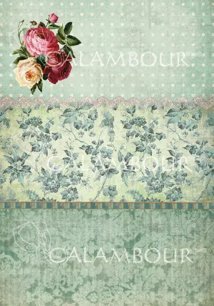 Calambour Design, Bonheur Collection, Shabby Chic, Roses, Lace, Flowers, Wallpaper, DGR-222, Rice Paper Decoupage 32 x 45 cm 12.5 x 17 in Calambour