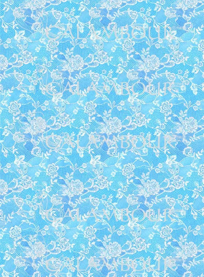 Calambour Design, Blue Collection, Shabby Chic, Lace, Background, Wallpaper, Ornamental, TCR79, Rice Paper Decoupage 32 x 45 cm 12.5 x 17 in Calambour