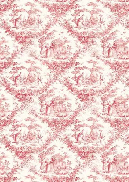 Calambour Design, BigSmall Collection, Shabby Chic, Toile, Red, White, Wallpaper, Background, TJ01, Rice Paper, Decoupage 32x45cm 12.5x17in Calambour