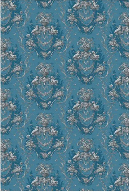 Calambour Design, BigSmall Collection, Shabby Chic, Toile, Blue, White, Wallpaper, Background, TJ02, Rice Paper, Decoupage 32x45cm 12.5x17in Calambour