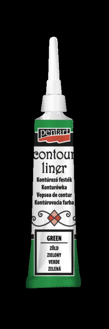 Pentart, Contour liner, 20 ml Blue, Green, Red, Black, Transparent, Pearl, Paint Pen, Water Based, 3d, Dimensional Pentart