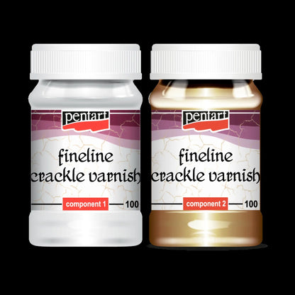 Pentart, Fineline Crackle Varnish, 2 component set, Crackle Medium, 2 Step for Fine line cracks, Aged Effect, Distressed, Antique Appearance Pentart