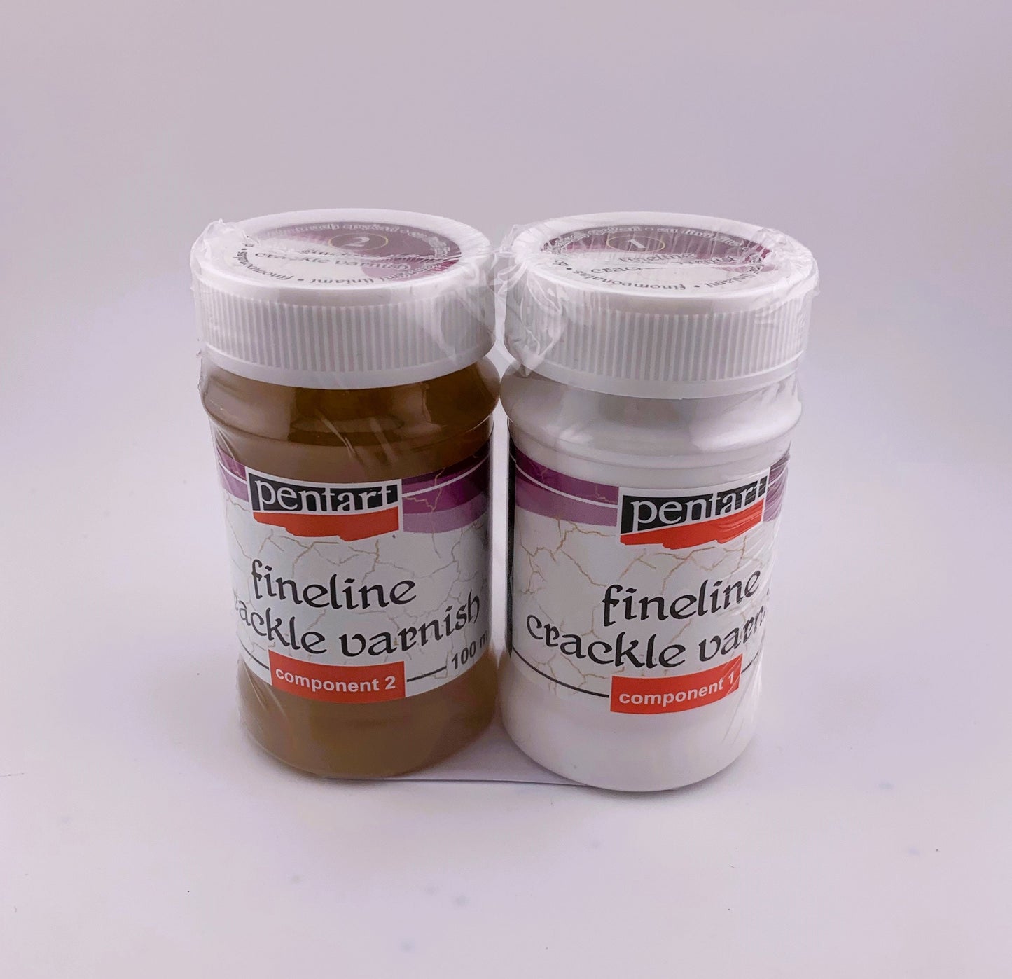 Pentart, Fineline Crackle Varnish, 2 component set, Crackle Medium, 2 Step for Fine line cracks, Aged Effect, Distressed, Antique Appearance