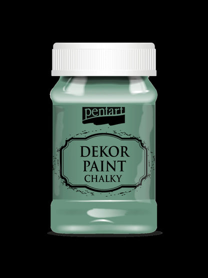 Pentart, Dekor, Chalky Paint, Country Green, Olive Tree, Patina, Turquoise Green, Chalk Paint, Water based, Quick Dry, Matte, 100 ml Pentart