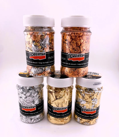 Pentart, Metal Gilding Flakes, 100 ml, Gold, Silver, Copper, Mix, Gilded, Metallic Pentart