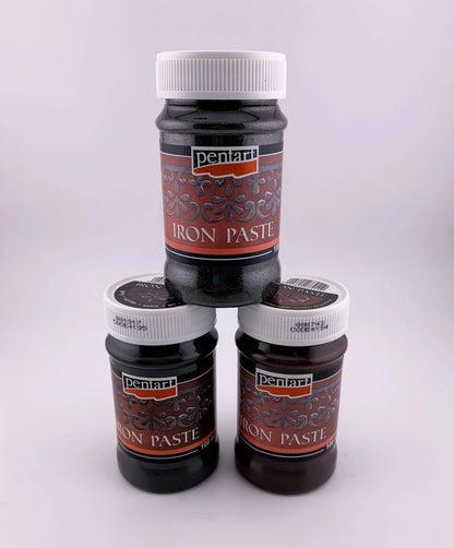 Pentart, Iron Paste, 100 ml, Gray, Glitter, Red Brown, Water Based, Iron Minerals, Rusty, Metallic Pentart