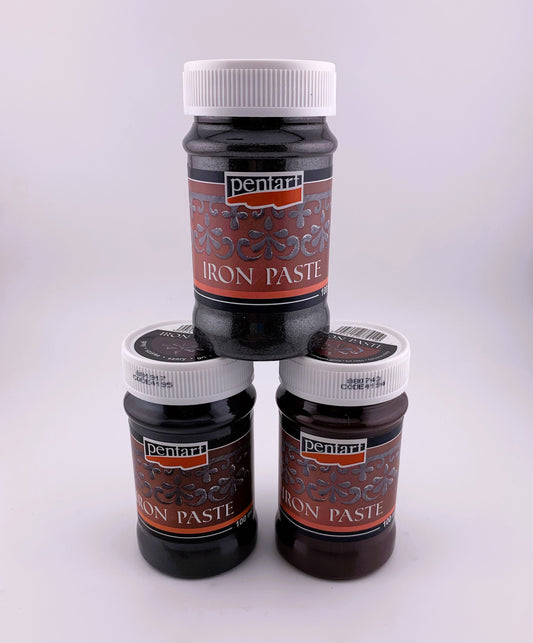 Pentart, Iron Paste, 100 ml, Gray, Glitter, Red Brown, Water Based, Iron Minerals, Rusty, Metallic