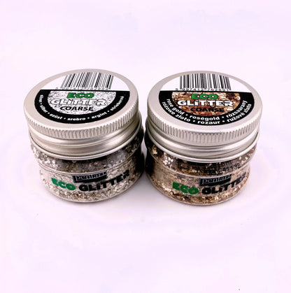 Pentart, Eco Glitter, Silver, Gold, coarse, min. 15g, Mica Glitter, Natural, Slate Grit Pentart