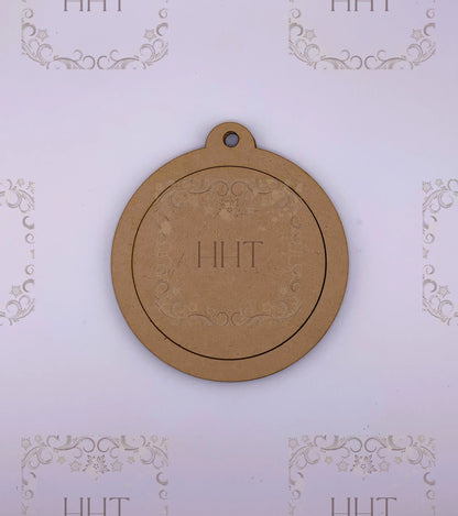 Laser Cut MDF, Christmas, Ornament, Circle, Base, Blank, Frame Overlay 3-piece, Decoupage, Mixed Media, Crafts, 5  diameter, 1/8 inch Handcrafted Holiday Traditions