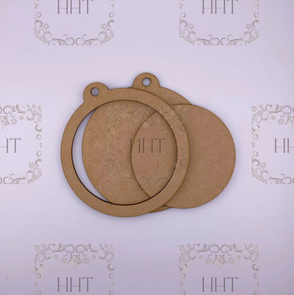 Laser Cut MDF, Christmas, Ornament, Circle, Base, Blank, Frame Overlay 3-piece, Decoupage, Mixed Media, Crafts, 5  diameter, 1/8 inch Handcrafted Holiday Traditions