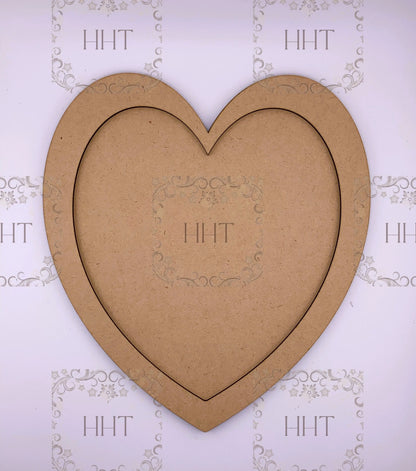 Laser Cut MDF, Framed, Large, Heart, Plaque, Panel, Frame, Overlay, Blank, Base, Craft, 2 pc, Decoupage, Mixed Media, 9 x 10 inch 1/8" Handcrafted Holiday Traditions