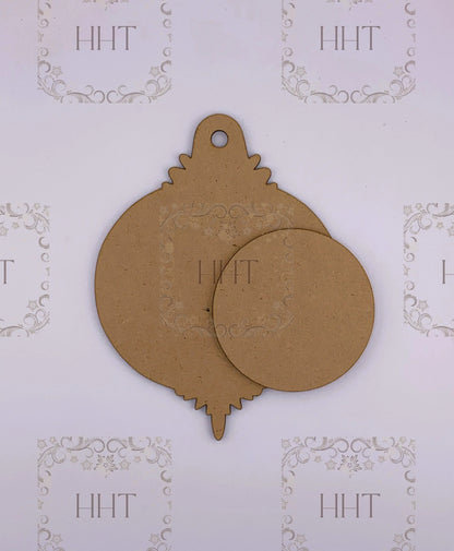 Laser Cut MDF, Christmas, Ornament, Base, Blank, with Center Overlay, 2 piece, Decoupage Mixed Media, Craft, Crafts,, 2 sizes, 1/8 , Crafts Handcrafted Holiday Traditions