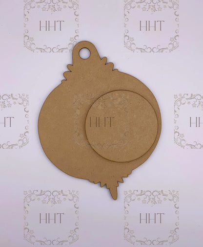 Laser Cut MDF, Christmas, Ornament, Base, Blank, with Center Overlay, 2 piece, Decoupage Mixed Media, Craft, Crafts,, 2 sizes, 1/8 , Crafts Handcrafted Holiday Traditions