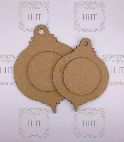 Laser Cut MDF, Christmas, Ornament, Base, Blank, with Center Overlay, 2 piece, Decoupage Mixed Media, Craft, Crafts,, 2 sizes, 1/8 , Crafts Handcrafted Holiday Traditions