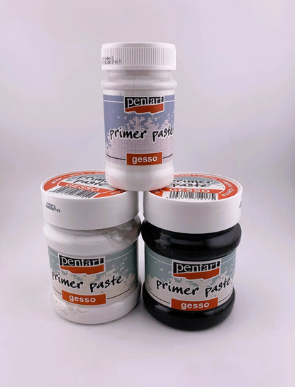 Pentart, Primer Paste Gesso, Black, White, 100 ml , 230 ml, water based, water proof, Pentart