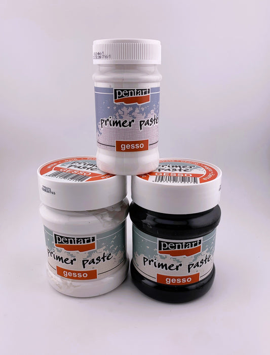 Pentart, Primer Paste Gesso, Black, White, 100 ml , 230 ml, water based, water proof,