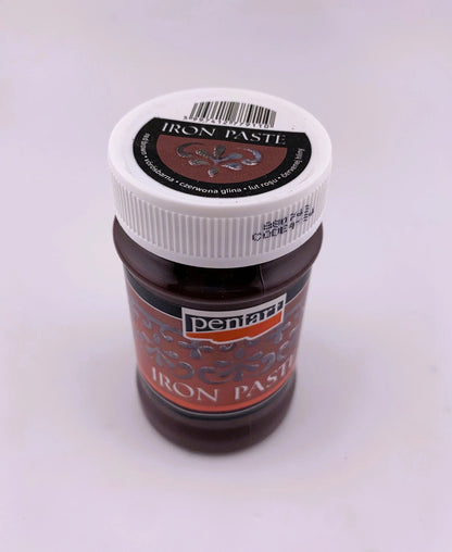Pentart, Iron Paste, 100 ml, Gray, Glitter, Red Brown, Water Based, Iron Minerals, Rusty, Metallic Pentart