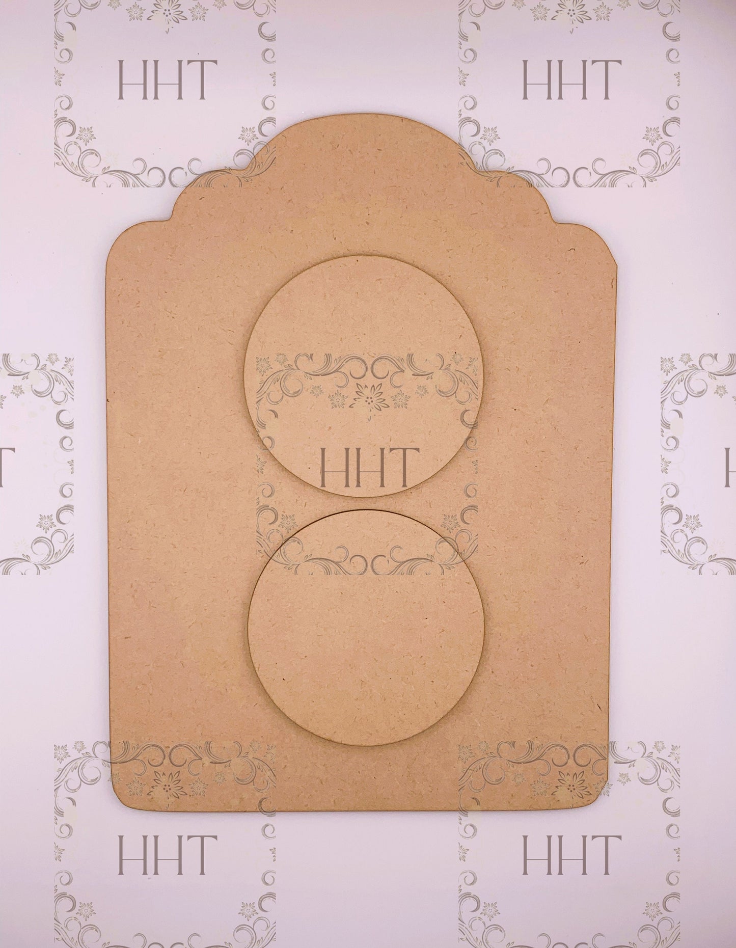 Laser Cut MDF Wood Base and 2 Overlay circles, Plaque, Panel, Blank, 3 piece, Decoupage Mixed Media, 11 x 8 , 1/8 , Crafts