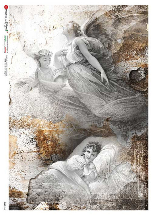 Paper Designs Culture 0124 Rice Paper, Decoupage, Celestial Angel 4, PD CULT-0167, A4 Designed in Italy