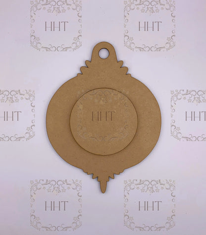 Laser Cut MDF, Christmas, Ornament, Base, Blank, with Center Overlay, 2 piece, Decoupage Mixed Media, Craft, Crafts,, 2 sizes, 1/8 , Crafts Handcrafted Holiday Traditions