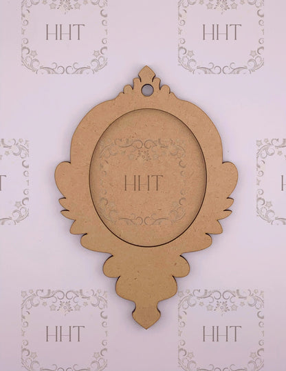 Laser Cut MDF Christmas Ornament Base Blank with Frame overlay 2 piece for Decoupage Mixed Media, Craft, Crafts, 7 x 5 , 1/8 , Crafts Handcrafted Holiday Traditions