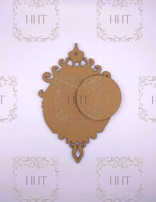 Laser Cut MDF, Japanese, Asian, Style, Ornament, Base, Blank, Center Overlay, 2 pc, Decoupage, Mixed Media, 4.5" x 8", 1/8 in thick