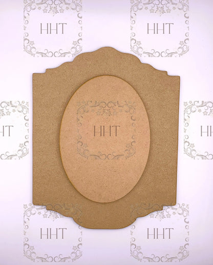 Laser Cut MDF, Base, Blank, Plaque, Center, Oval Overlay, Wall Decor, Panel, 2 piece blank, Decoupage, Mixed Media, 8 x 10 in, 1/8 inch Handcrafted Holiday Traditions