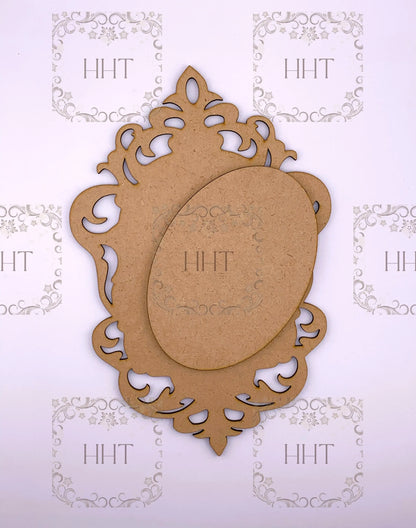 Laser Cut MDF, Vintage Style, Pendant, Ornament, Blank, Base, Center Overlay 2 pc, Decoupage, Crafts, Mixed Media, 6 x 9 , 1/8 Handcrafted Holiday Traditions