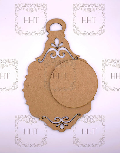 Laser Cut MDF, Vintage Style, Pendant, Ornament, Blank, Base, Center Overlay 2 piece, Decoupage, Crafts, Mixed Media, 6 x 9 in, 1/8 Handcrafted Holiday Traditions