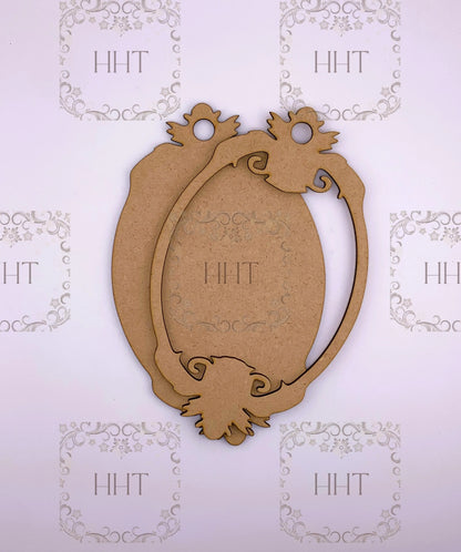 Laser Cut MDF, Vintage Style, Pendant, Ornament, Blank, Base, Frame Overlay, 2 pc, Decoupage, Crafts, Mixed Media, 4 x 7 in, 1/8 Handcrafted Holiday Traditions