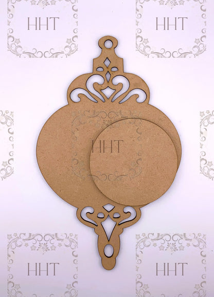 Laser Cut MDF, Christmas, Vintage Style, Ornament Base Blank, Center Overlay 2 pc, Decoupage, Mixed Media, 6 x 9.5 in, 1/8 in thick Handcrafted Holiday Traditions