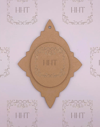 Laser Cut MDF Christmas Pendant Ornament Base Blank Star and center overlay 2-piece, Decoupage Mixed Media, Craft, Crafts, 8 x 6.5 , 1/8 Handcrafted Holiday Traditions