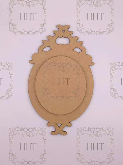 Laser Cut MDF Christmas Pendant Ornament Base Blank and center overlay 2 piece for Decoupage Crafts, Mixed Media, 9 x 5 in, 1/8 Handcrafted Holiday Traditions