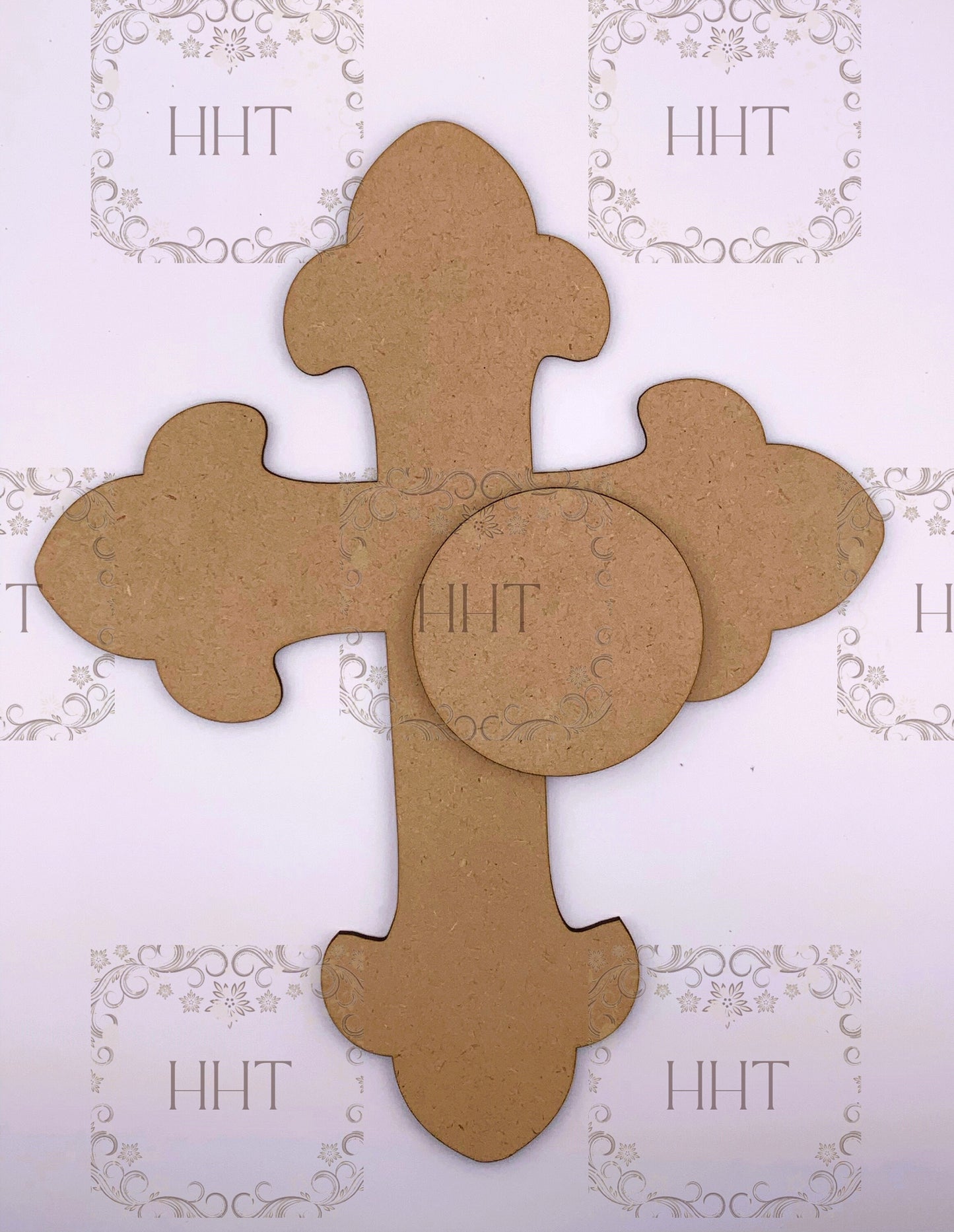 Laser Cut MDF, Blank, Base, Overlay, Cross, Plaque, Panel, 2 piece, Decoupage, Mixed Media, Craft 8.75 x 11 , 1/8 , 3" Center Overlay