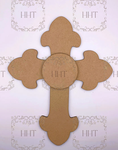 Laser Cut MDF, Blank, Base, Overlay, Cross, Plaque, Panel, 2 piece, Decoupage, Mixed Media, Craft 8.75 x 11 , 1/8 , 3" Center Overlay Handcrafted Holiday Traditions