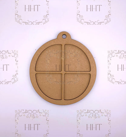 Laser Cut MDF, Christmas, Circle, Ornament, Base, Blank, Windowpane Overlay, 2 pc, Decoupage, Mixed Media, 6" x 6.5", 1/8 in thick Handcrafted Holiday Traditions