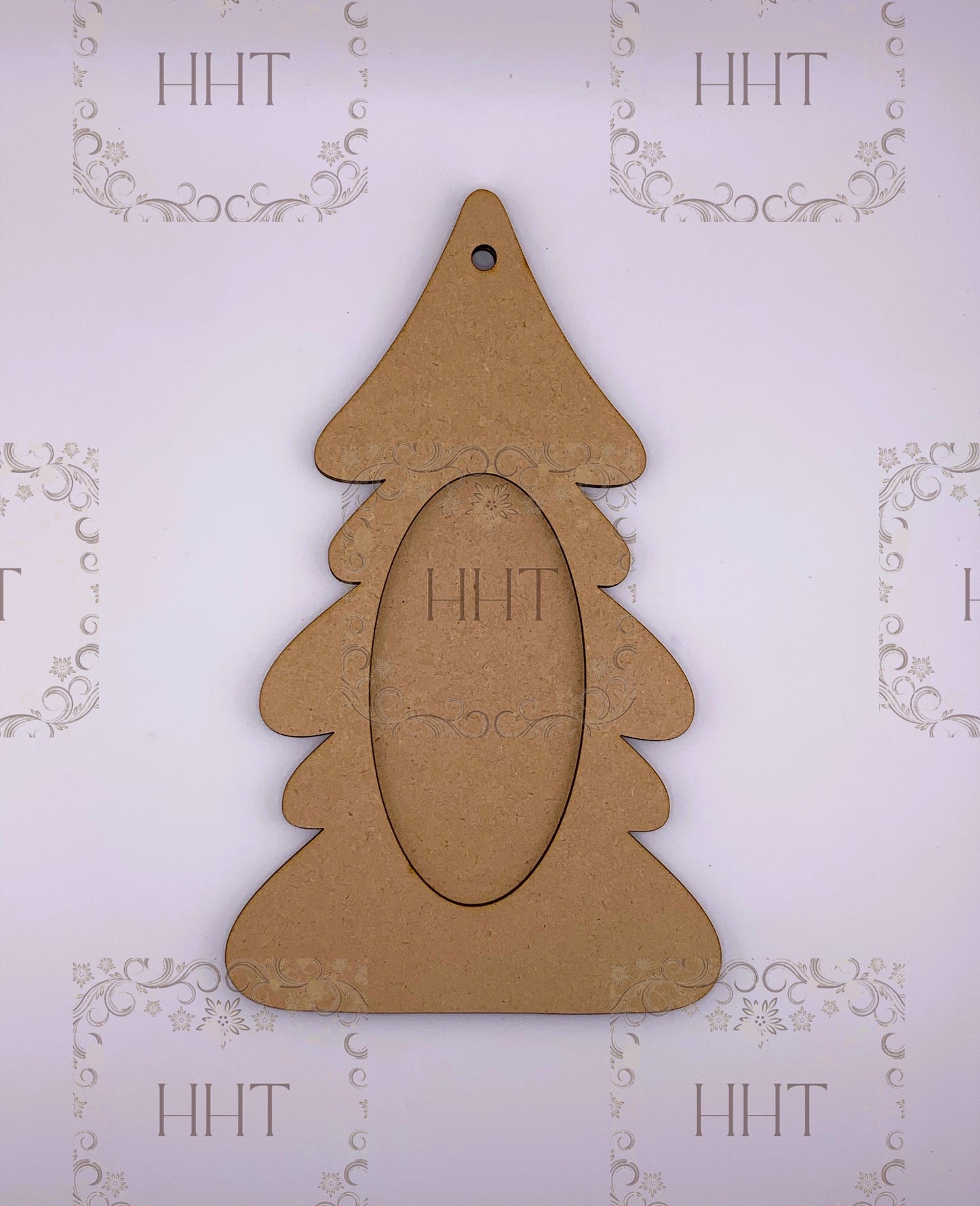 Laser Cut MDF, Christmas Tree, Ornament, Blank, Base, Framed Overlay, Decoupage, Mixed Media, Crafts, 3 Pieces, 5.5"w x 9"h, 1/8"