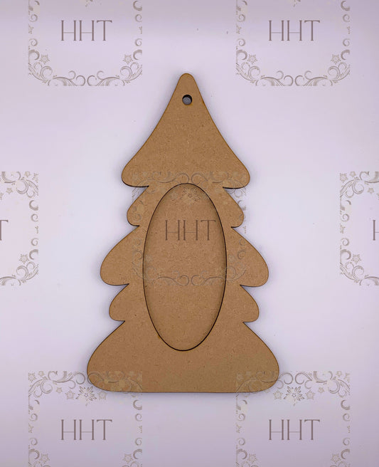 Laser Cut MDF, Christmas Tree, Ornament, Blank, Base, Framed Overlay, Decoupage, Mixed Media, Crafts, 3 Pieces, 5.5"w x 9"h, 1/8"